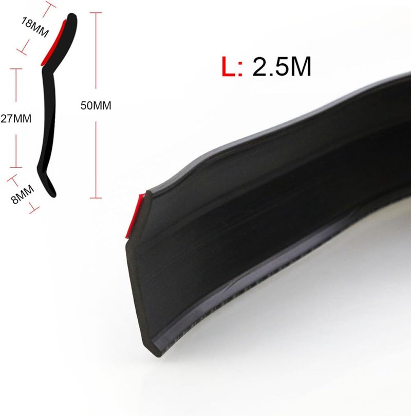 EOHMAK Car Front Bumper Protector Self-Adhesive Auto Splitter Body Spoiler Skirt Rubber Bumper Lip Trim Spoiler 2.5M/8.2ft(Red) - Image 4